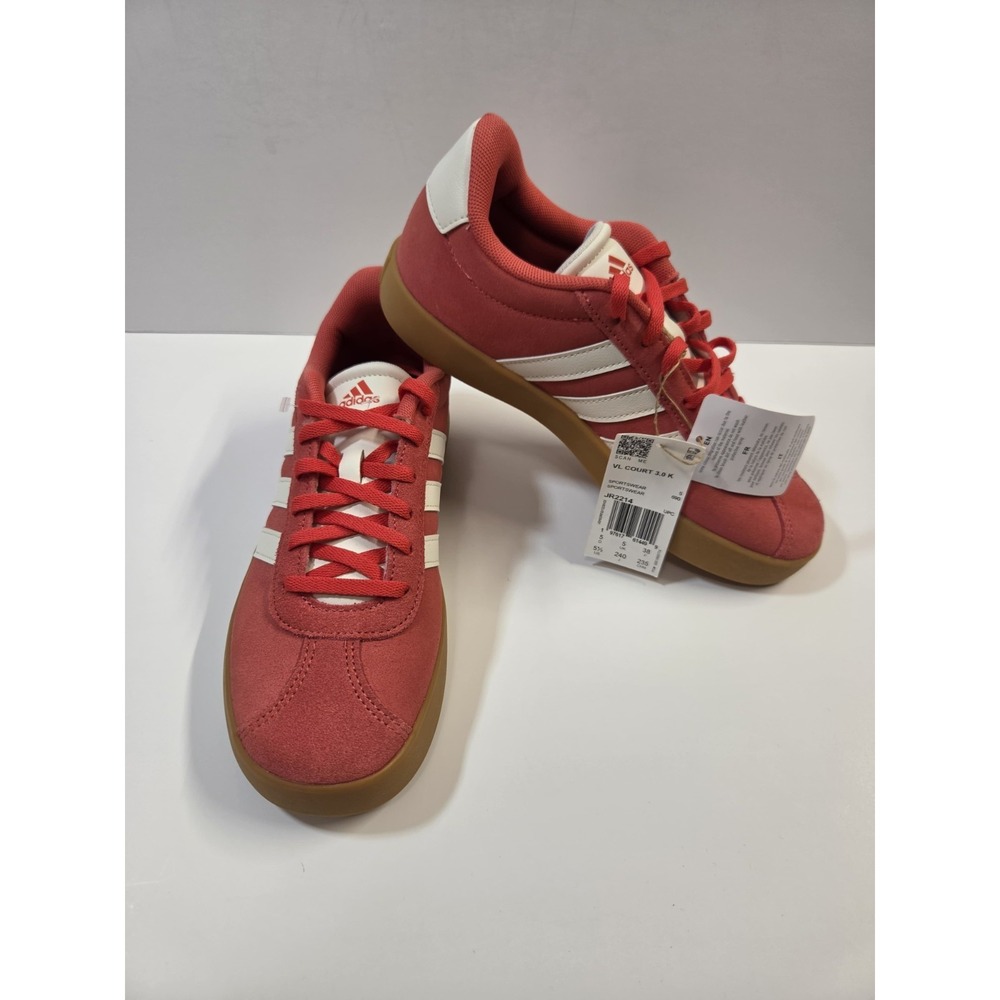 Adidas VL Court 3.0 Womens/Kids Preloved Scarlet White Bright Red Brown JR2214